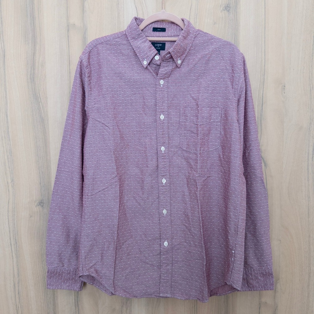 J.Crew Mens Button Down Shirt Sz M Oxford Slim Long Sleeve Preppy Classic Office